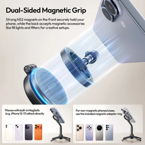 Magnetic Selfie Stick & Mini Tripod 2-in-1 – MagSafe Compatible